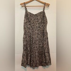 Leopard Print Slip Dress - Women's Beige & Black